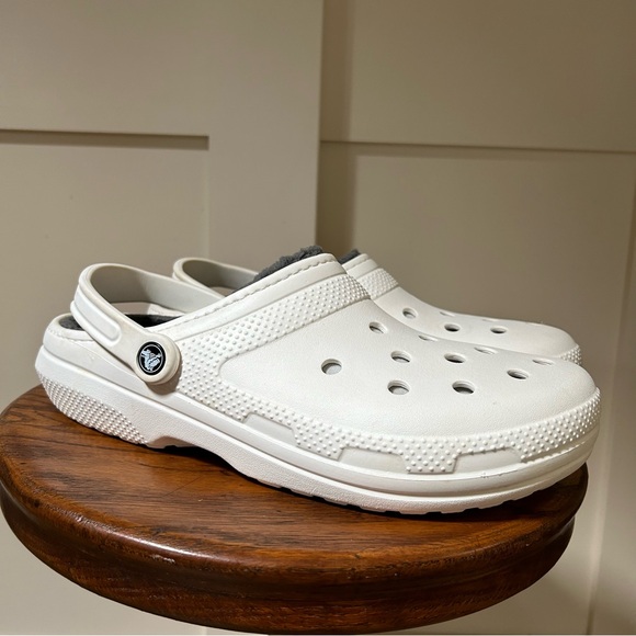 CROCS Men’s Shoes Classic Lined Dual Comfort Clogs WHITE Gray Size 12 - Picture 2 of 6
